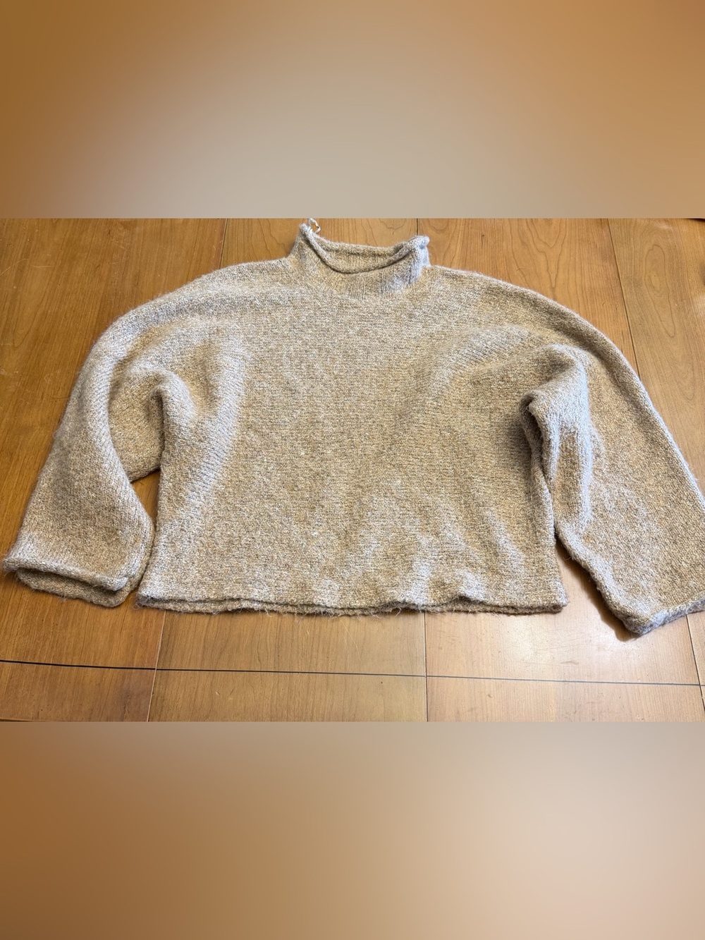 William Rast Light Taupe Mock Neck Wool Blend Sweater | Quiet Luxury | M - Picture 1 of 7